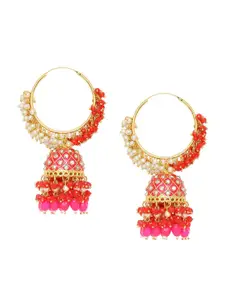 OOMPH Gold Plated Dome Shaped Meenakari Hoop Earrings