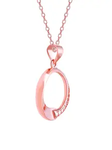 GIVA 925 Sterling Silver Rose Gold-Plated Cubic Zirconia-Studded Love Pendant & Link Chain