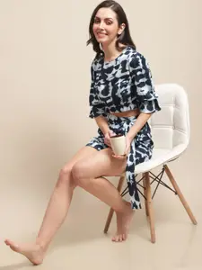 Claura Tie And Dye Printed Night Suit