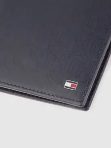 Tommy Hilfiger Men Typography Printed Leather Two Fold Wallet