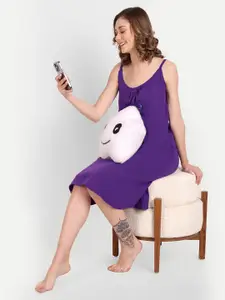 BLAZON Plus Size Scoop Neck Pure Cotton Nightdress