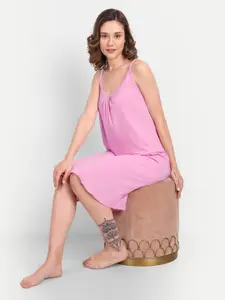 BLAZON Scoop Neck Sleeveless Pure Cotton Midi Nightdress