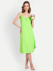 BLAZON Plus Size Scoop Neck Pure Cotton Nightdress