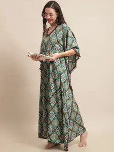 Boston Club Ethnic Motifs Printed Maxi Kaftan Nightdress