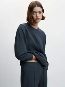 MANGO Round Neck Pullover Sweatshirt