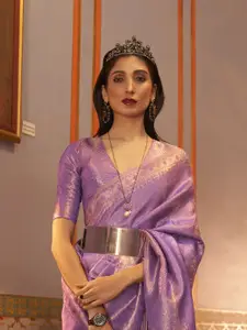 elora Ethnic Motifs Woven Design Satin Kanjeevaram Saree