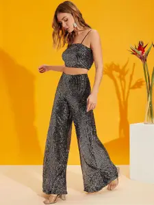 Kotty Women Sequinned Top & Trouser Co-Ord Set