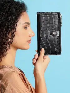 HAUTE SAUCE by  Campus Sutra Women Textured Vegan Leather Two Fold Wallet