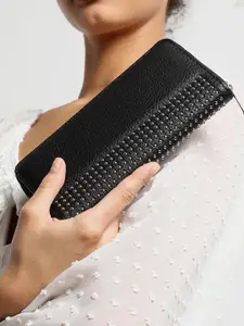 HAUTE SAUCE by  Campus Sutra Women Textured Vegan Leather Two Fold Wallet