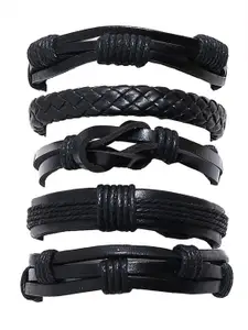 Peora Men Set Of 5 Leather Multistrand Bracelet