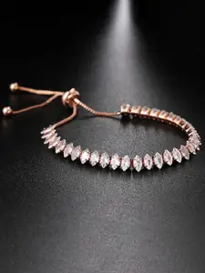 Peora Women American Diamond Rose Gold-Plated Charm Bracelet