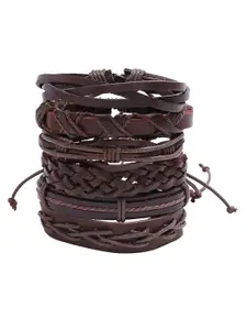 Peora Men Set Of 6 Leather Multistrand Bracelets