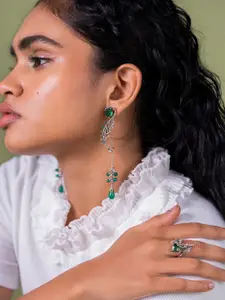 SHAYA 925 Sterling Silver Oxidised Drop Earrings