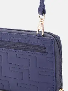 Baggit Women Geometric Self Design PU Zip Around Wallet With Sling Strap