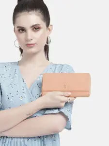 Baggit Women Solid PU Zip Around Wallet With Minor Thread Work Detail