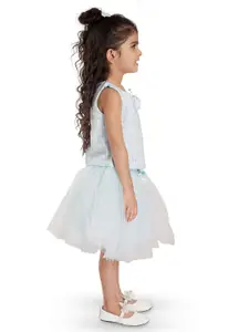 Peppermint Girls Self Design Embellished Drop-Waist Dress
