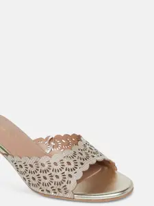Forever Glam by Pantaloons Woven Design Open Toe Kitten Heels With Laser Cuts