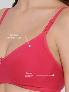 LYRA Pack Of 2 Combed Cotton Wirefree Secret Support Bra with Detachable Strap
