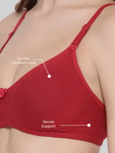 LYRA Pack Of 2 Combed Cotton Wirefree Secret Support Bra with Detachable Strap