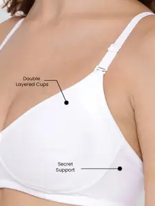 LYRA Pack Of 2 Combed Cotton Wirefree Secret Support Bra with Detachable Strap