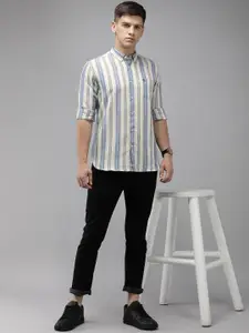 THE BEAR HOUSE Slim Fit Opaque Striped Casual Shirt