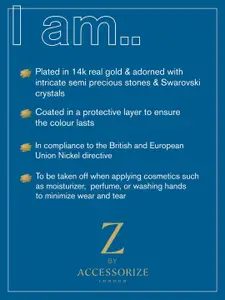 Accessorize Real Set of 2 14K Gold Plated Z Sparkle Celestial Charm Huggies Hoop Earring