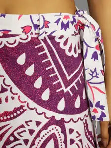 HANDICRAFT PALACE Printed Wrap-Around Pure Cotton Knee-Length Skirt