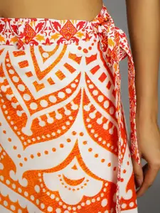 HANDICRAFT PALACE Printed Wrap-Around Knee-Length Pure Cotton Skirt