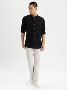 DeFacto Mandarin Collar Cotton Casual Shirt