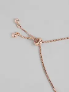 Zavya Women Sterling Silver Cubic Zirconia Rose Gold-Plated Wraparound Bracelet