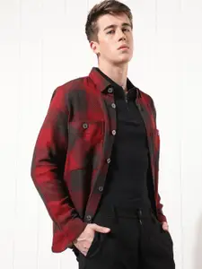 RARE RABBIT Men Hunter Tailored Fit Checked Denim Jacket