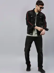 High Star Spread Collar Washed Denim Jacket