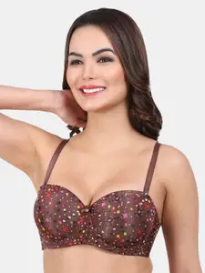 Amour Secret Polka Dot Printed Lightly Padded Medium Coverage Underwired Balconette Bra