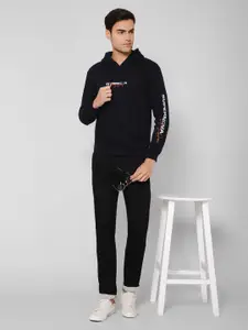 Cantabil Typography Printed Hooded Fleece Sweatshirt