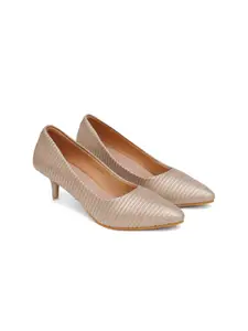 SHUZ TOUCH Striped Pointed Toe Kitten Heel Pumps