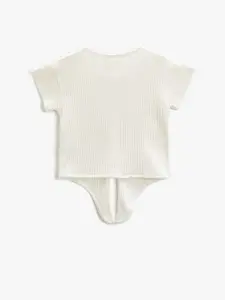 Koton Girls Henley Neck Tie-Ups Shirt Style Top