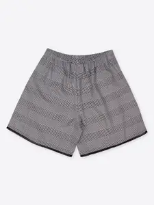 CUTECUMBER Girls Checked Mid-Rise Regular Fit Shorts