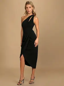 RARE One Shoulder Cut Outs Bodycon Midi Dress