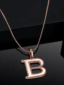Estele Rose Gold-Plated Alphabet B Pendant With Chain