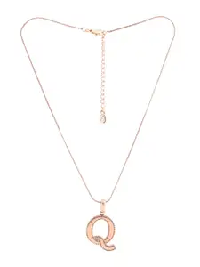 Estele Rose Gold-Plated Designed Pendant With Chain