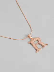Estele Rose Gold-Plated R Letter Pendant With Chain