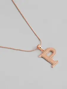 Estele Rose Gold-Plated Alphabet P Pendant With Chain