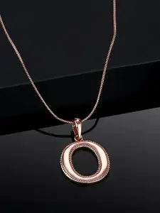 Estele Rose Gold-Plated Alphabet O Pendant With Chain