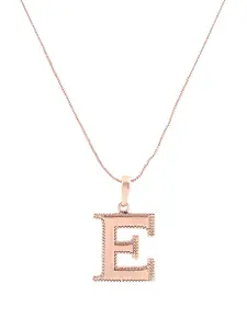 Estele Rose Gold-Plated Alphabet E Pendant With Chain