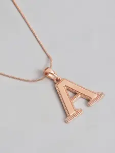 Estele Rose Gold-Plated A Shaped Pendant With Chain