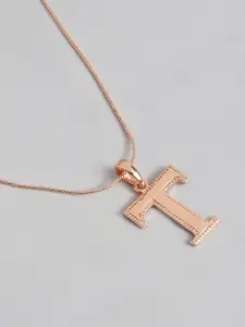 Estele Rose Gold-Plated Alphabet T Pendant With Chain