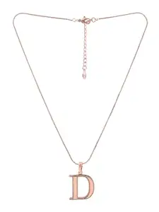 Estele Rose Gold-Plated Alphabet D Pendant With Chain