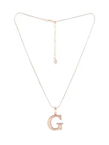 Estele Women Rose Gold-Plated G-shaped Pendants With Chains