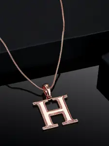 Estele Women Rose Gold-Plated H Letter Pendant With Chain