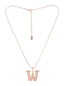 Estele Women Rose Gold-Plated W Shaped Pendant With Chain